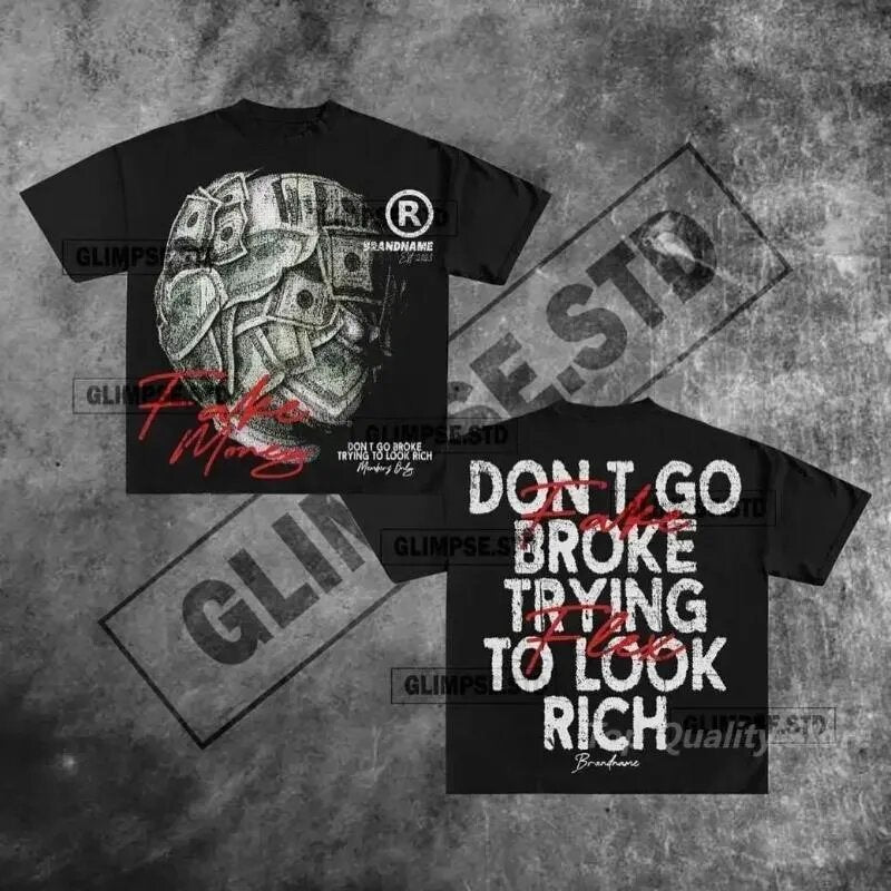 Free custom the logo  Y2K Streetwear Graphic Men's Clothing Mixed Emotion T Shirts for Men